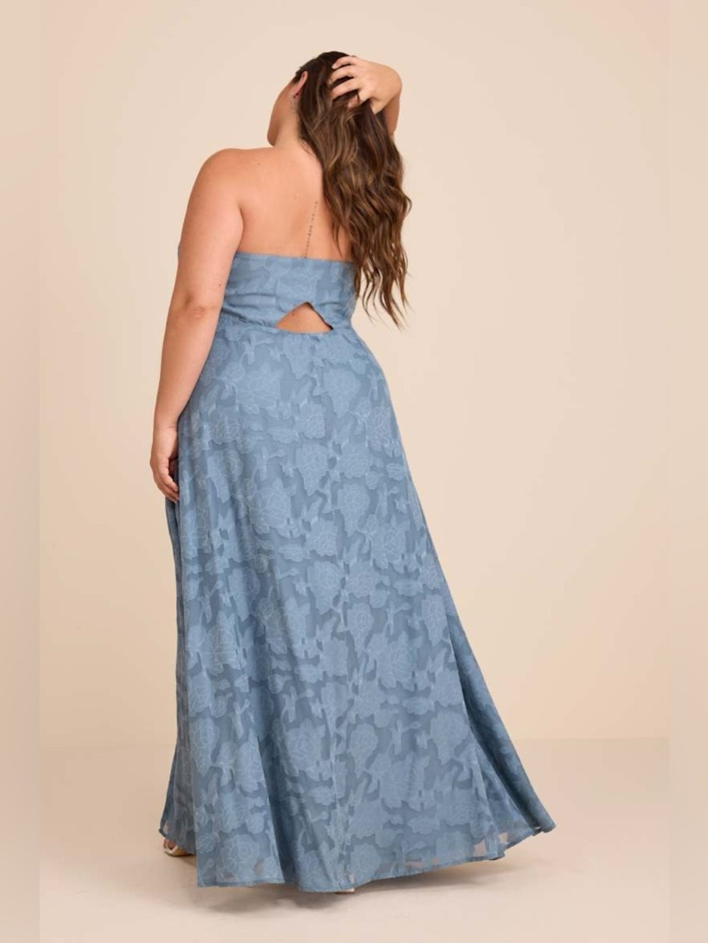 Lulus Garden of Romance Dusty Blue Floral Burnout Strapless Maxi Dress - Picture 5 of 11